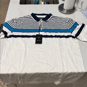 Classic Striped Polo Shirt - Blue and White